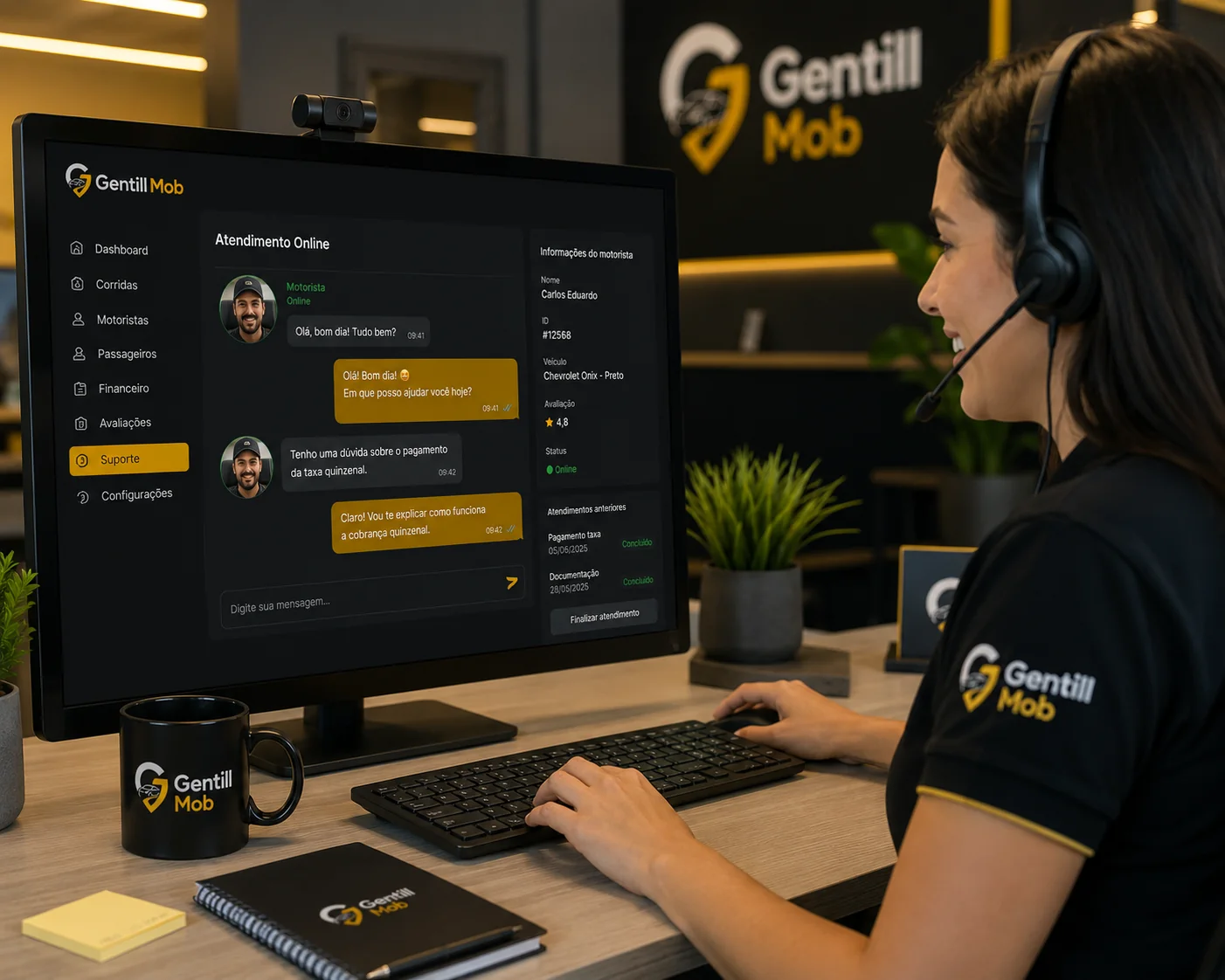 Atendimento humano da Gentill Mob em ambiente de suporte