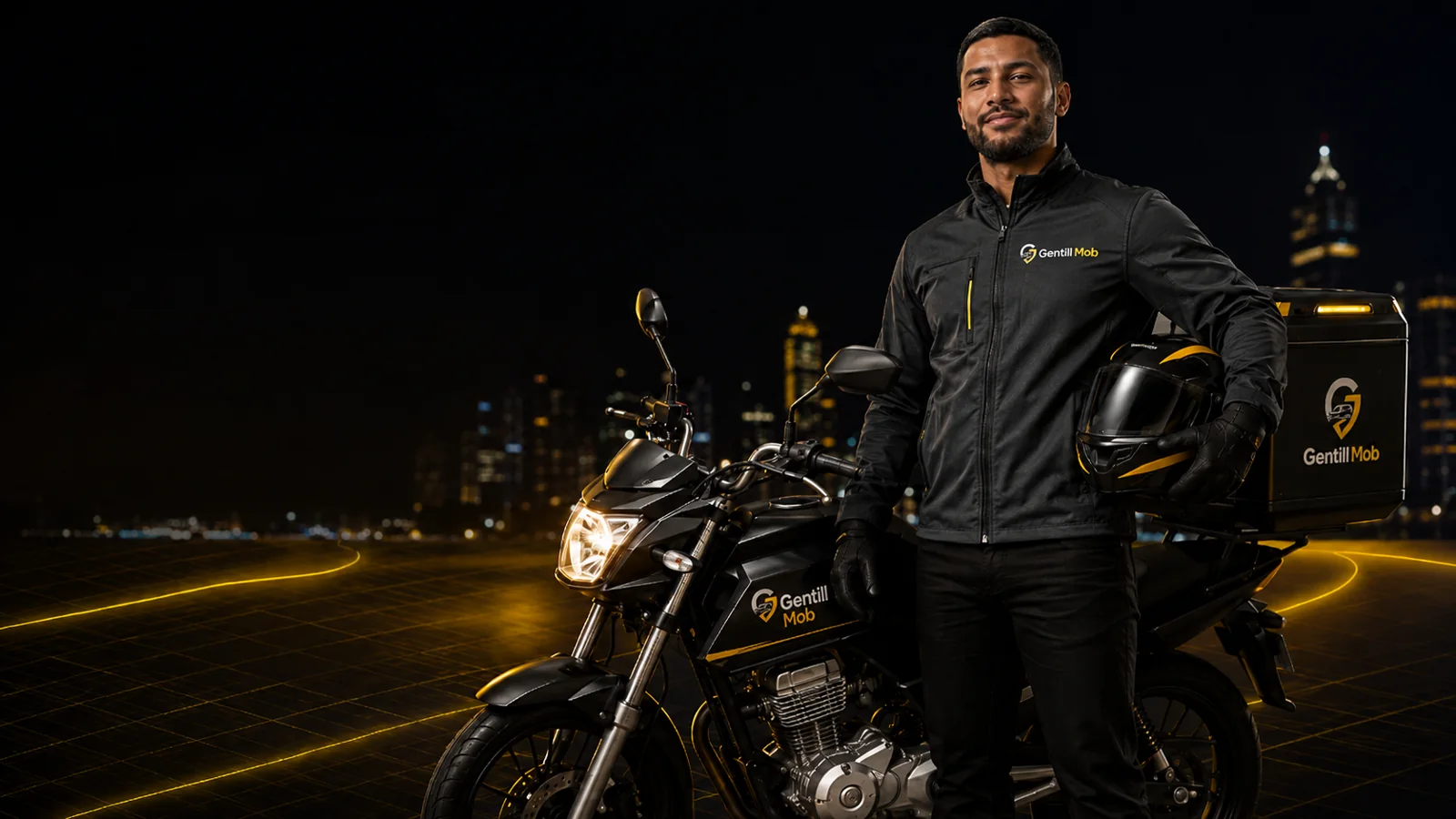 Profissional de moto com apoio da Gentill Mob